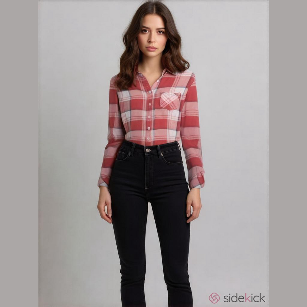 Vtg 09' American Eagle Women's 12 Dark Pink Plaid Long Sleeve Lined Button Up - Picture 2 of 16